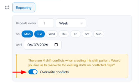 how to create a repeating shift 5