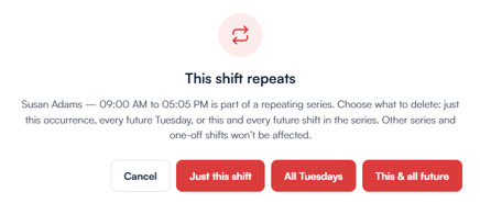 how to delete a shift 11-1