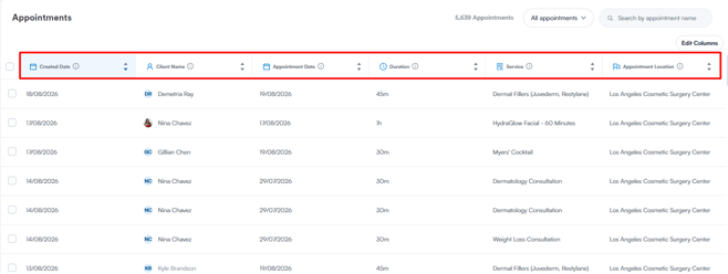 appointments-page-columns