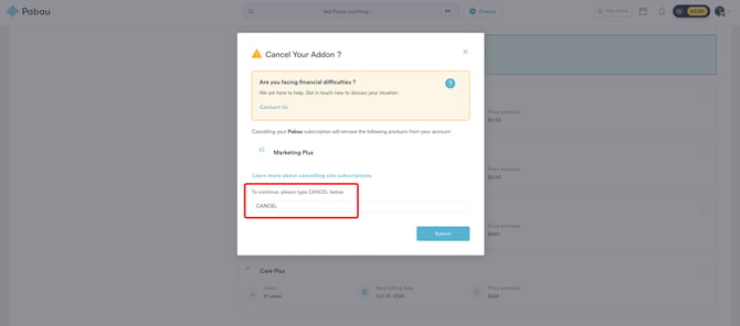 cancel m+ button