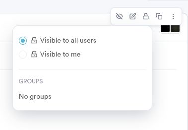 Privacy options: Visible to all users, Visible to me, and Groups