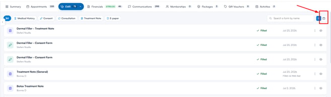 Group by appointment toggle in the Forms section