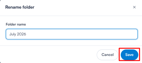 Rename folder window with the Folder name field