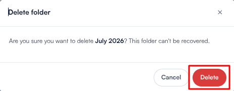 Delete folder confirmation window