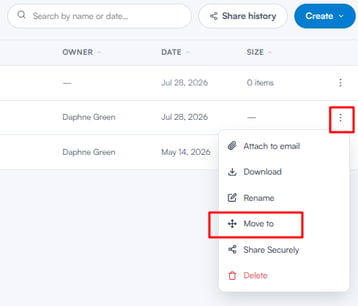 Move to option in a document’s three-dot menu