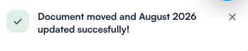 Confirmation message shown after moving a document