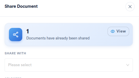 Shared documents count at the top of the Share Documents panel