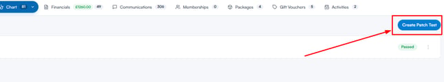 Create Patch Test button in the top right corner of the Patch Tests section