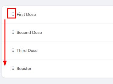 Drag handle on the far left of each schedule type row