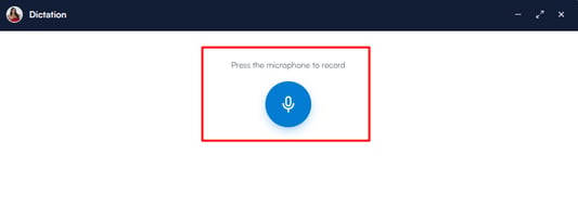 Microphone button to start recording a dictation