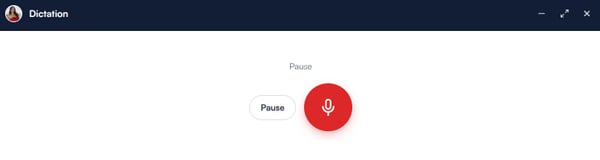 Pause button shown next to the microphone while recording