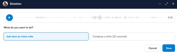 Playback bar to review the recording before saving