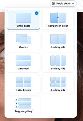 Layout picker showing the available comparison layouts