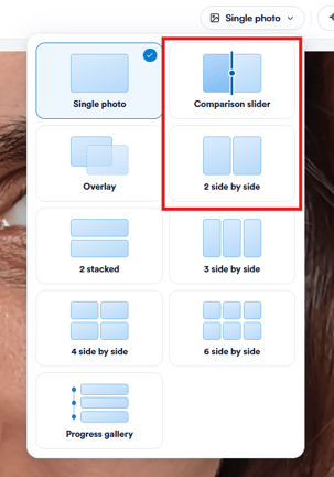 Comparison slider layout in the layout picker