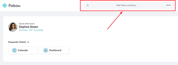 Searching for a client in the top search bar