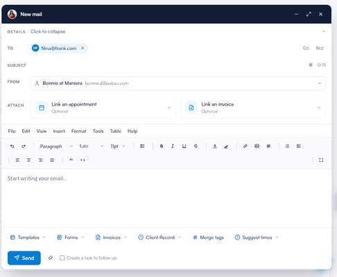 The New mail composer window