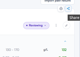 Share menu on a lab result