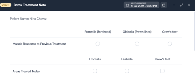 Grid-style single and multiple choice fields in a medical form