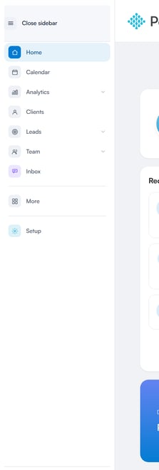 The sidebar expanded, with its section labels visible