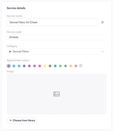 Service details on the General tab