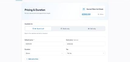 Pricing & Duration on the Pricing tab