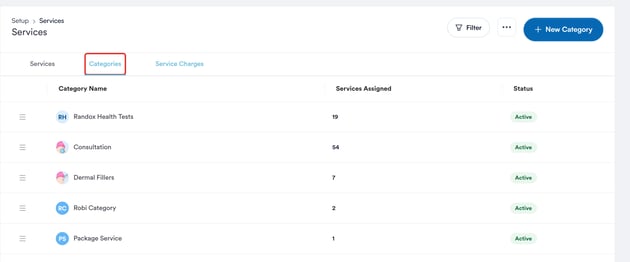 Categories tab