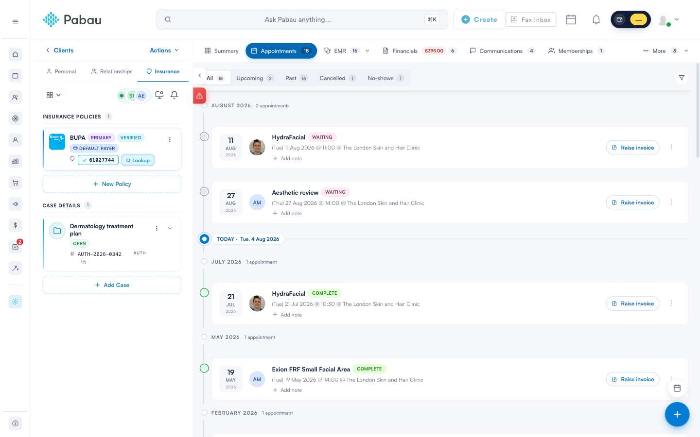 Presence avatars showing colleagues viewing the same client card