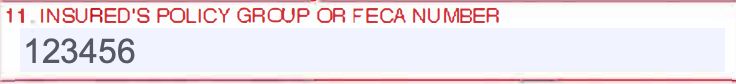 Box 11 of the CMS-1500 claim form for the insured's policy group or FECA number