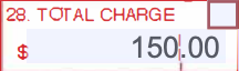 Box 28 of the CMS-1500 claim form showing the total charge amount