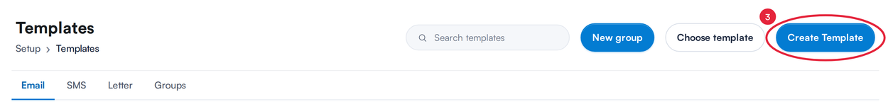 The Create Template button on the Templates page