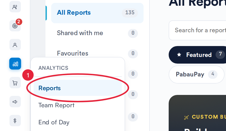 The Analytics menu in the left sidebar with Reports marked