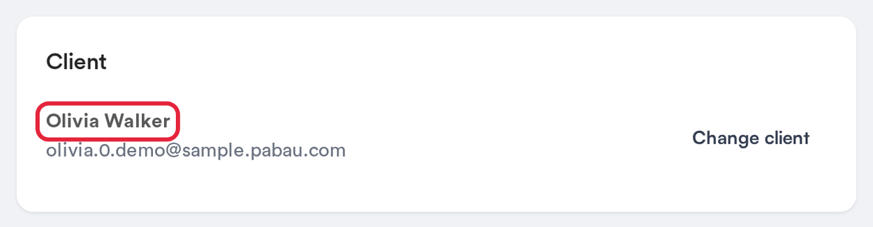 The Client card of a new referral with the client already filled in