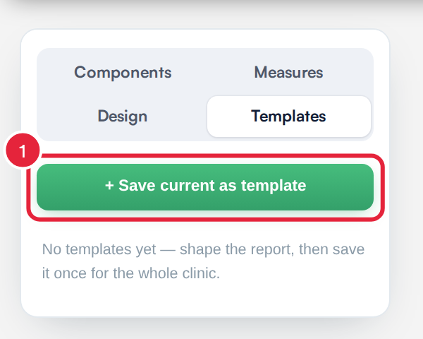 The Templates panel with Save current as template marked