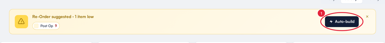 The Re-Order suggested banner with the Auto-build button marked