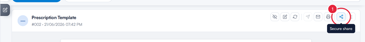 The Secure share button on a prescription