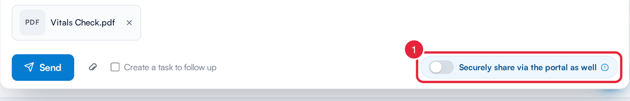 The email window with Securely share via the portal as well marked
