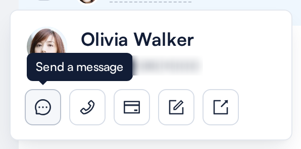The Send a message tooltip on the hover card