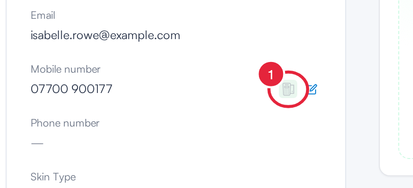 The call button next to a client's mobile number on the client card