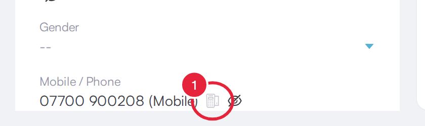 The call button next to a lead's mobile number on the lead card