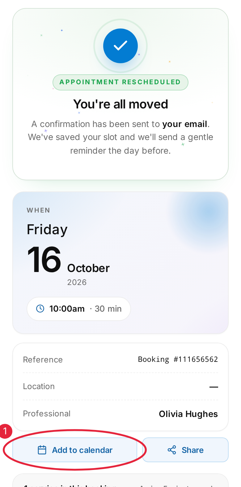 Your appointment has been moved
