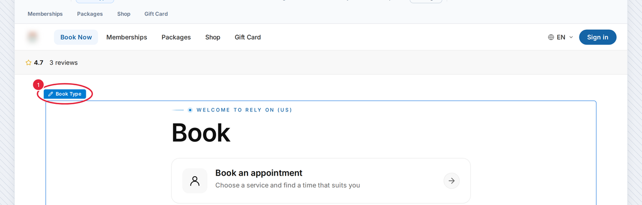 Click the Book Type label