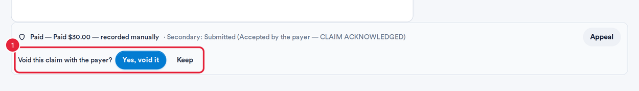 Confirm before the void goes to the payer
