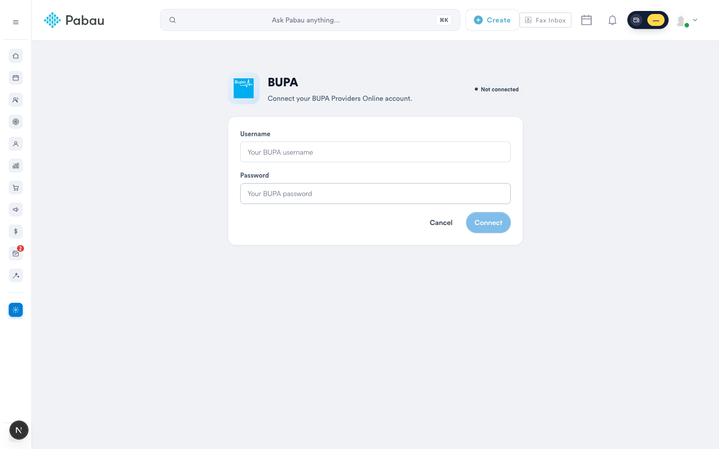 Connecting a BUPA Providers Online account