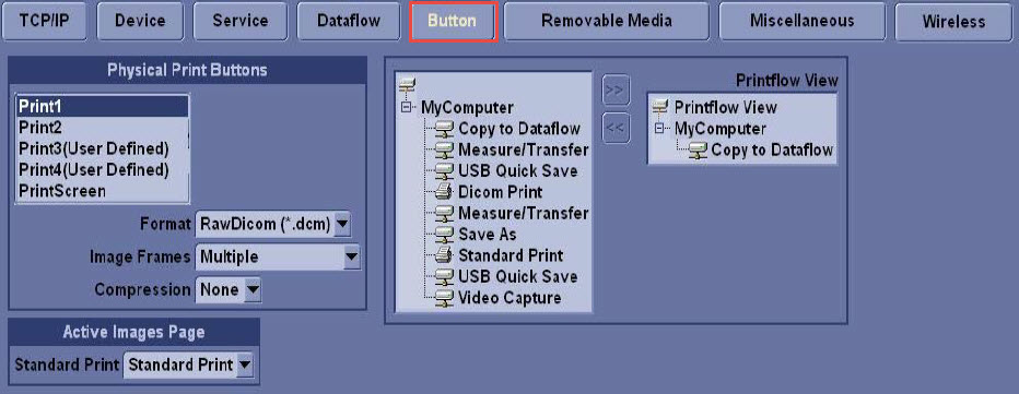 Button tab → Physical Print Buttons