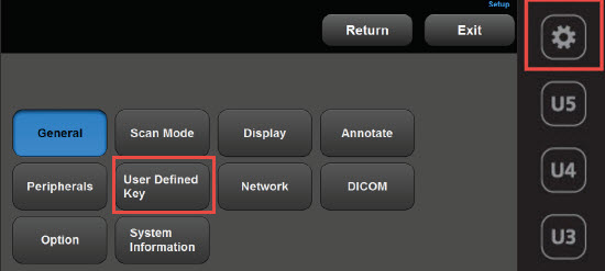 Setup → User Defined Key