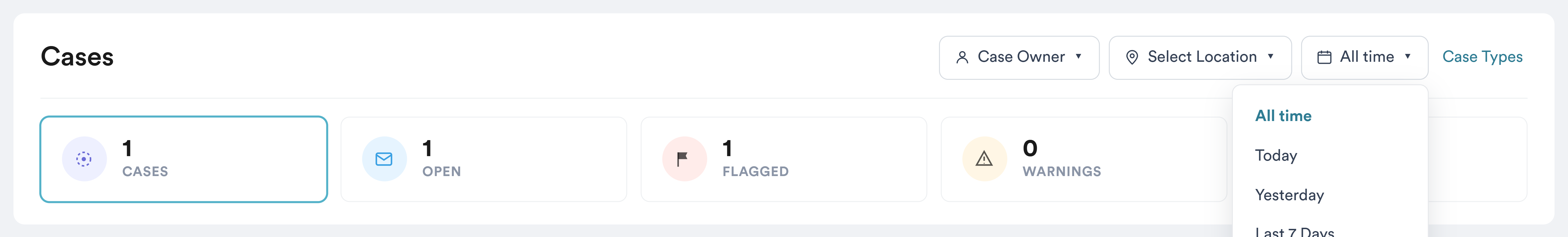 The date range filter