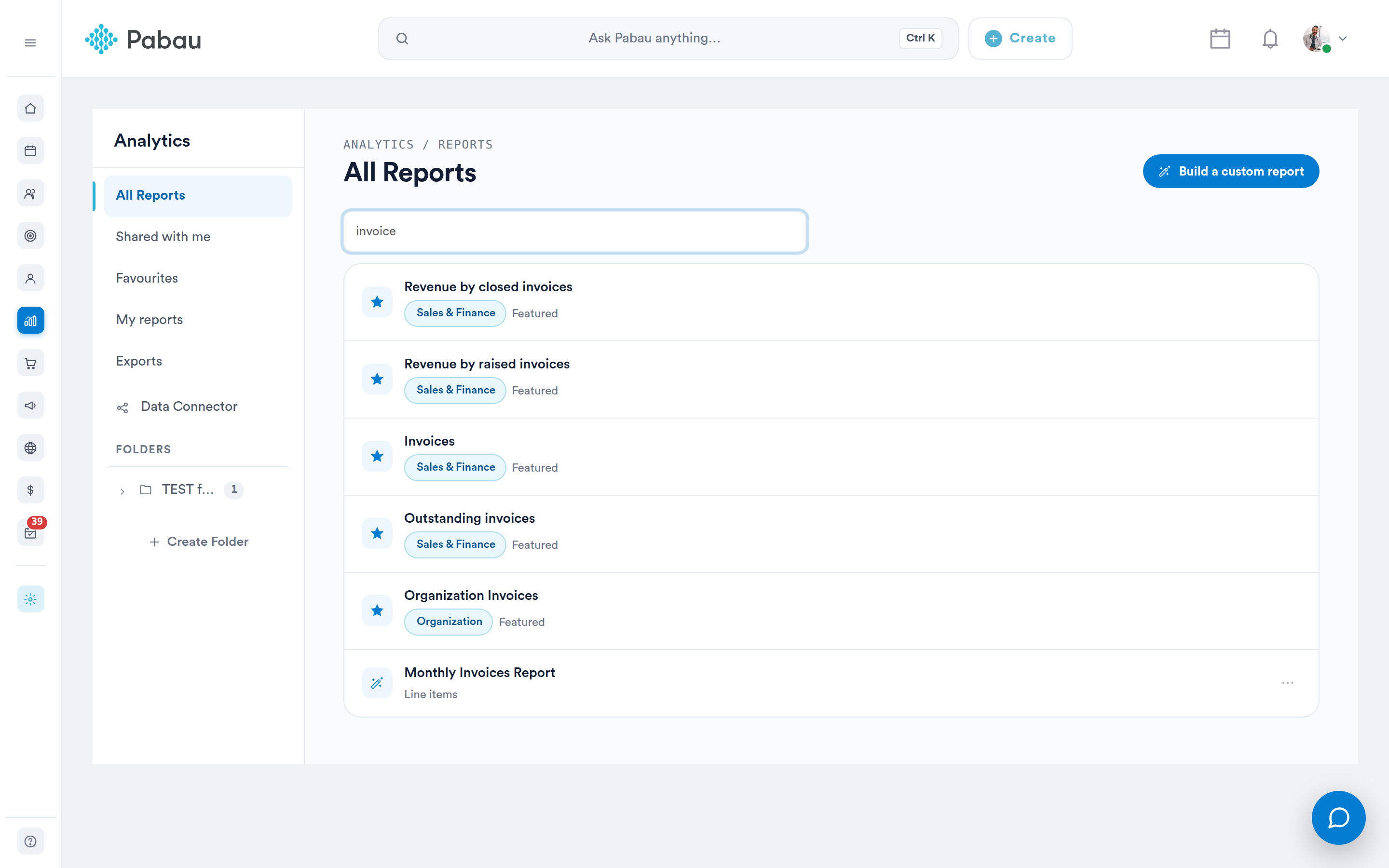 Search results for a report name