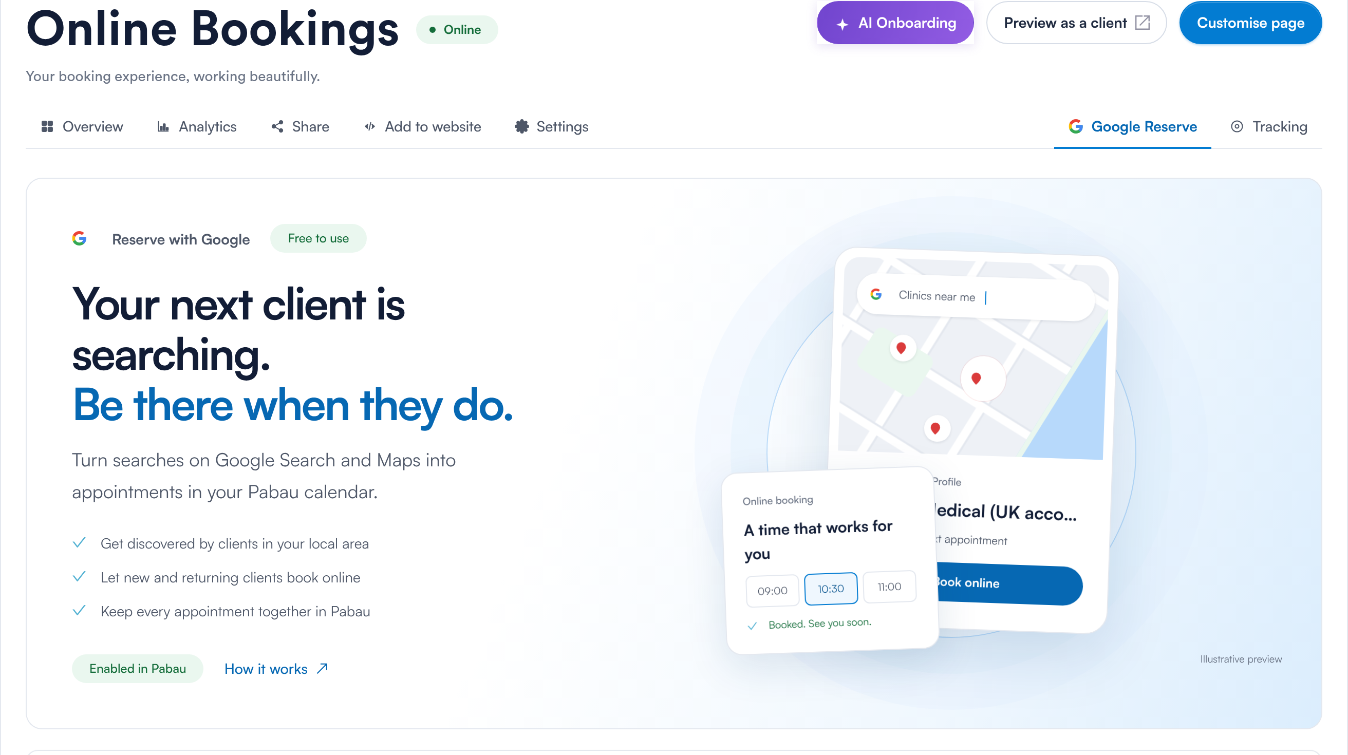 Google Reserve: choose which locations take bookings from Google